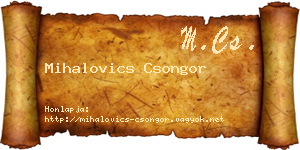 Mihalovics Csongor névjegykártya